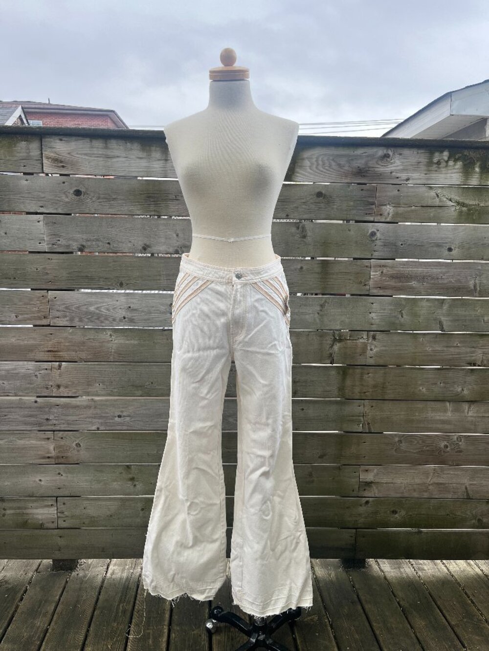 Free People We The Free Over The Rainbow Flare Jeans Cream